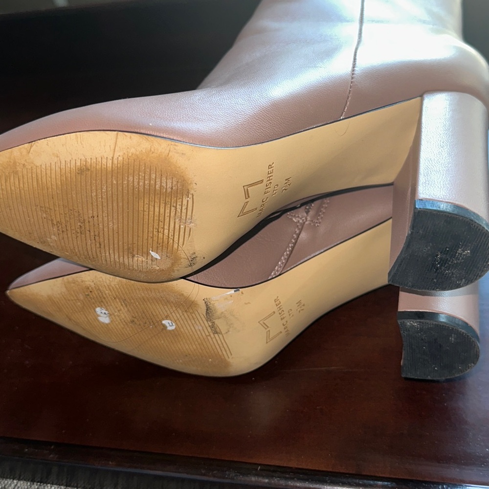 Marc Fisher LTD Cream Leather Boots - Picture 7 of 8